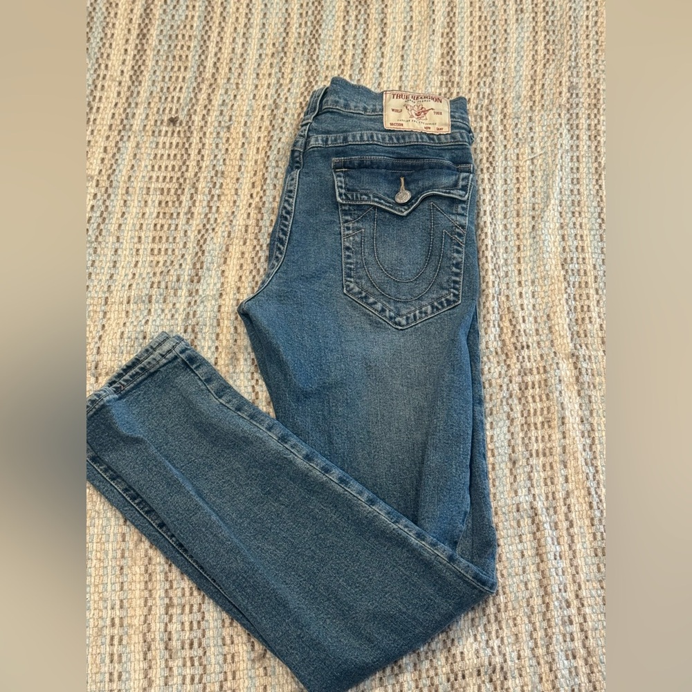 True Religion Geno Relaxed Slim SN Flap Fog Wash Blue Jeans Men’s 33x32